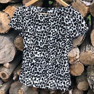 Ann Taylor XS 0 leopard animal silky blouse shirt